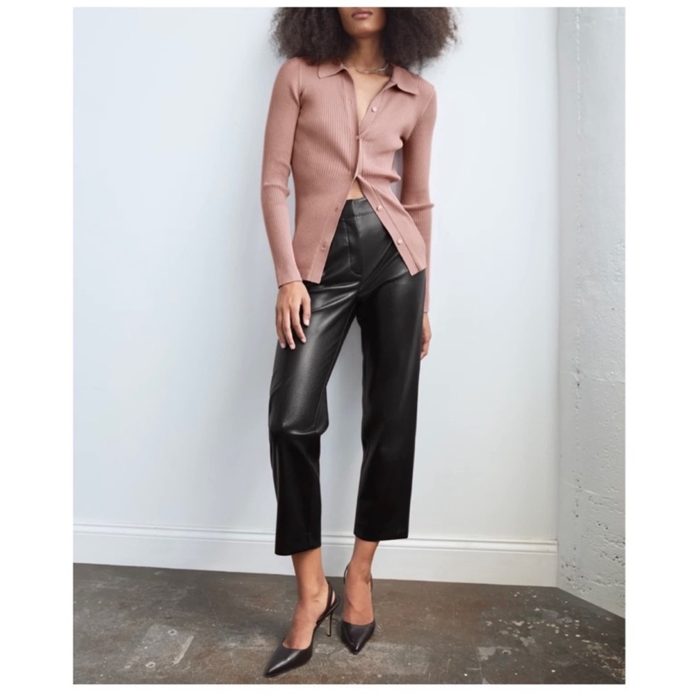 Aritzia Babaton Command Cropped Pant Faux Vegan Soft Leather Black Size 2